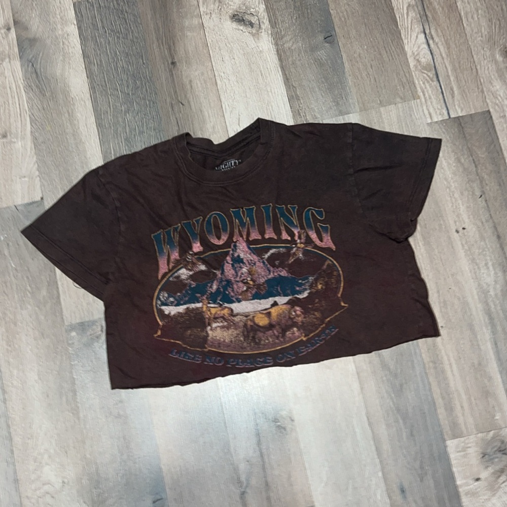 Mighty Fine Dark Brown Wyoming Graphic Tee